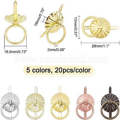 Wholesale CHGCRAFT 100Pcs 5 Colors Metal Brad Fasteners with Pull Rings  Mini Brad Paper Fasteners DIY Crafts Decoration Accessories for Drawer 
