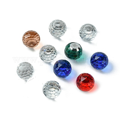 Facettiert rund Glas Cabochons&nbsp;GGLA-YW001-13B-1