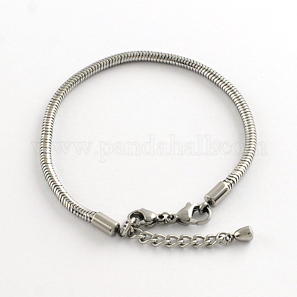 304 Stainless Steel European Style Round Snake Chains Bracelets STAS-R066-04-1