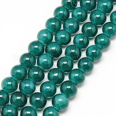 Chapelets de perles en verre craquelé peint DGLA-Q023-6mm-YS40-1