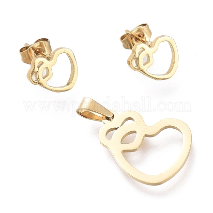 Valentine's Day 304 Stainless Steel Jewelry Sets SJEW-K154-19G-1