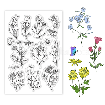 Прозрачные штампы с дикими цветами Globleland для изготовления карт DIY-WH0167-57-0345-1