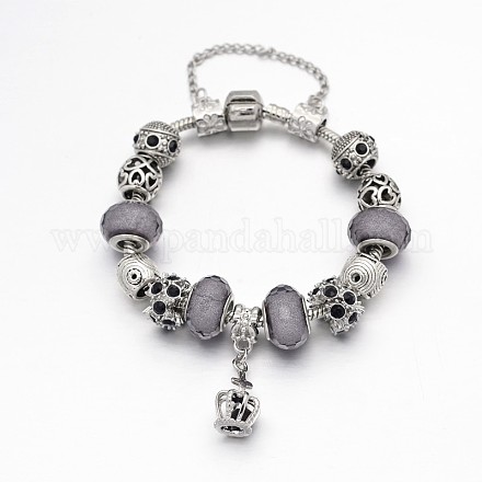 Alliage de couronne strass émail européens bracelets de perles BJEW-I182-02A-1