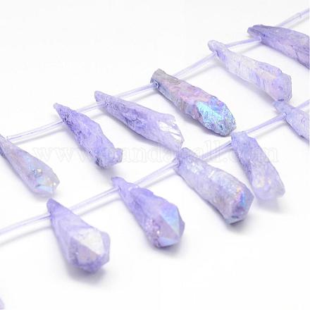 Electroplated Natural Quartz Crystal Beads Strands G-G890-A-02-1