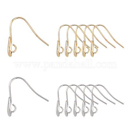 Superfindings 40 pz argento dorato ottone orecchino ganci orecchino in metallo ganci filo orecchio filo per orecchino fai da te fare 17x16x5mm KK-FH0001-12-RS-1