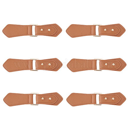 Fingerinspire 6 paire de fermetures à bascule en cuir marron selle avec épingles en métal et fermoir en cuir de rechange pour chaussures FIND-FG0001-83-1