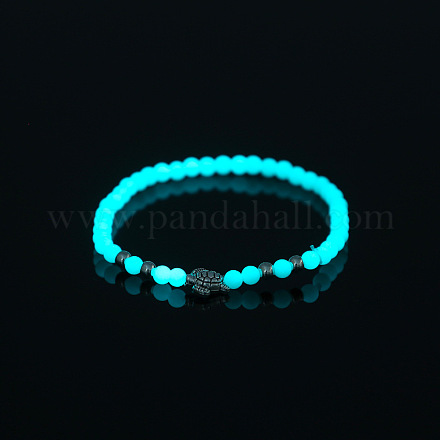Bracelet extensible en perles acryliques lumineuses avec tortue en alliage LUMI-PW0001-100Q-1