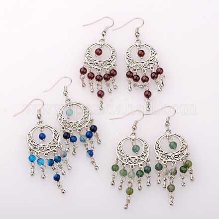 Trendy Dangling Gemstone Earrings EJEW-JE01234-1