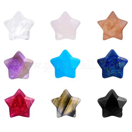 BENECREAT 10Pcs Faceted Star Natural Stone Pendants 10 Mixed Color Gemstone Charms Stone Beads Pendants (14x13mm) Hole: 0.8mm for Necklace Bracelet Jewelry Making G-BC0001-18-1