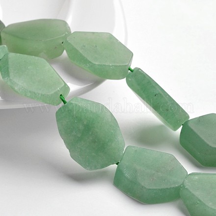 Nuggets Natural Frosted Green Aventurine Bead Strands X-G-N0156-02-1