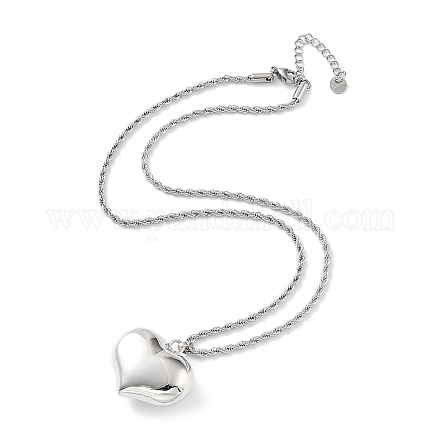 Gestellplattierte Messing-Halsketten mit Herzanhänger für Damen NJEW-D057-01P-1