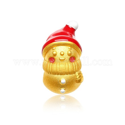 ジュエリーには真鍮製のビーズ  クリスマスのために  雪だるま  レッド  ゴールドカラー  18x10.5x8.5mm  穴：4mm KK-BB64016-B-1