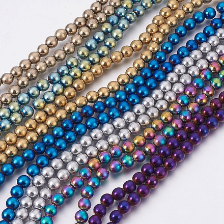 Chapelets de perles en hématite synthétique sans magnétiques G-F585-D-6mm-1