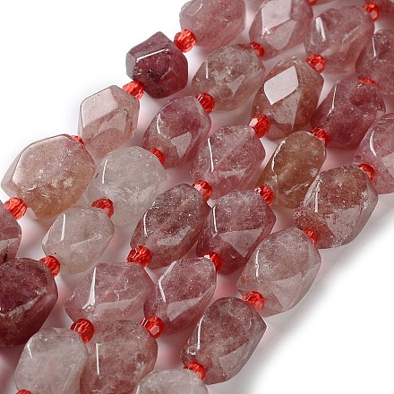 Chapelets de perles aux fraises en quartz naturel G-C182-14-01-1