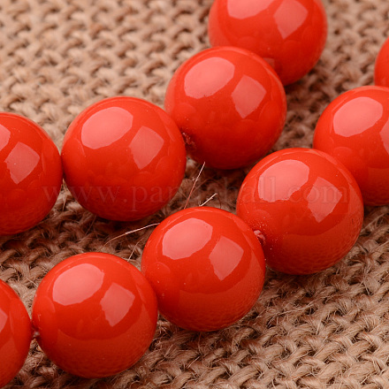 Polished Round Grade A Shell Pearl Bead Strands BSHE-M027-10mm-19-1