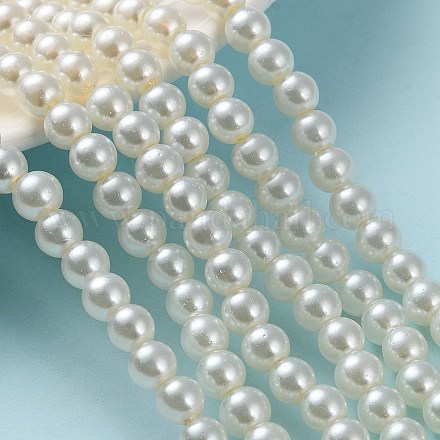 Backen gemalt pearlized Glasperlen runden Perle Stränge X-HY-Q003-6mm-02-1