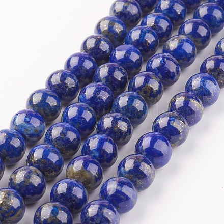 Abalorios de lapislázuli naturales hebras G-G099-8mm-7C-1