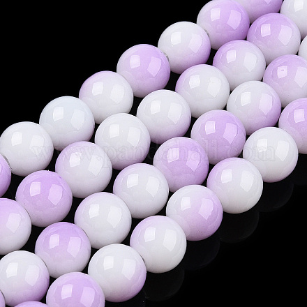 Brins de perles de verre peintes au four opaques bicolores DGLA-Q027-8mm-02-1