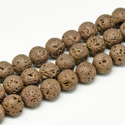 Electroplate Natural Lava Rock Beads Strands G-T058-03F-1