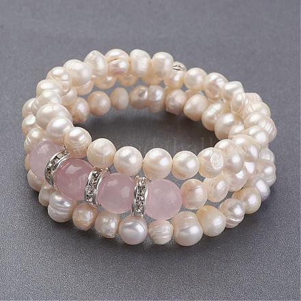 Glass Pearl Beads Wrap Bracelets BJEW-JB02798-02-1