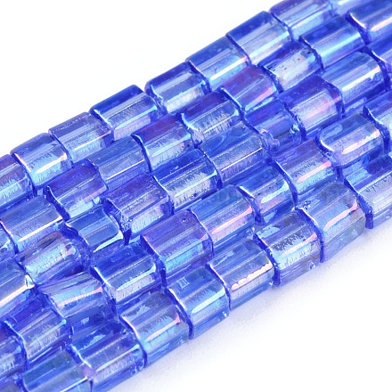 Brins de perles de verre de galvanoplastie transparentes GLAA-N047-08-C04-1