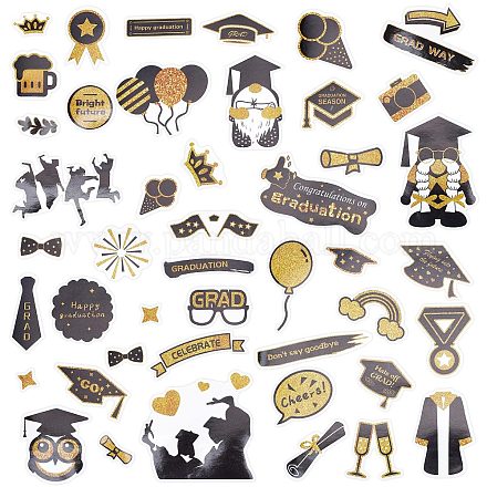 GORGECRAFT 184pcs Graduation Theme Stickers Self-Adhesive Envelope Sealing Label Decorative Stickers Set for DIY Scrapbooking Arts Crafts Graduation Party Tableware Decals Packing Decoration DIY-WH0030-83-1