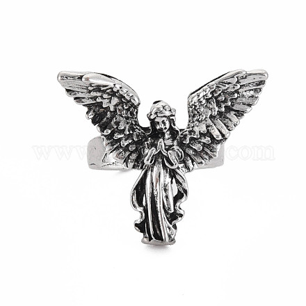 Anillo de puño abierto de aleación de ángel para hombre RJEW-N029-097-1