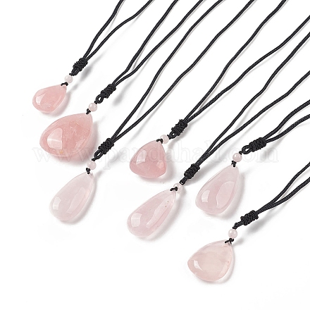 Ожерелье с подвеской из натурального розового кварца для женщин NJEW-C031-01-1