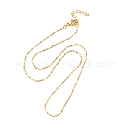 Brass Oval Beaded Chain Necklace NJEW-R260-02G-1