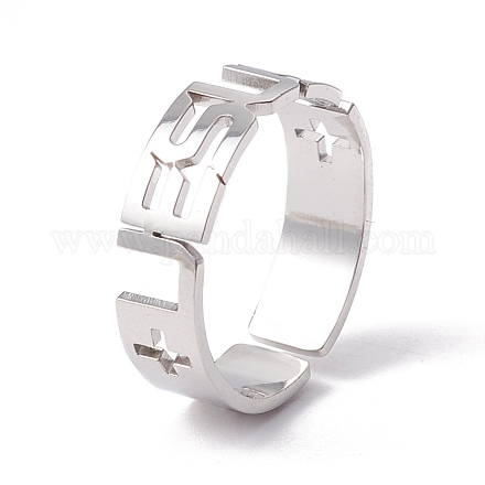 Palabra jesús 304 anillo de puño de acero inoxidable RJEW-B035-01P-1