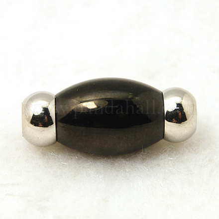 Smooth 304 Stainless Steel Magnetic Clasps with Glue-in Ends STAS-D008-2-1