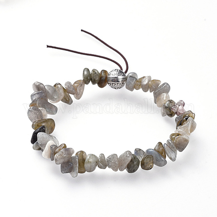 Chip Natural Labradorite Stretch Bracelets BJEW-JB04564-01-1