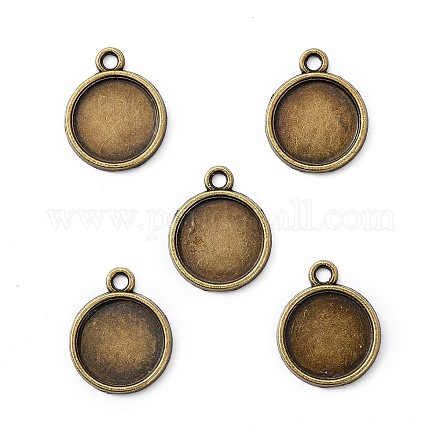 Supports pendant d'alliage cabochon rond plat X-PALLOY-N0088-38AB-NF-1