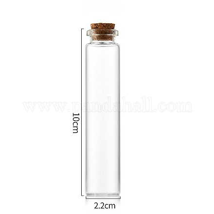 ガラス瓶  コルクプラグ付き  ウィッシングボトル  コラム  透明  2.2x10cm  容量：25ml（0.85fl.oz） CON-WH0085-70E-1