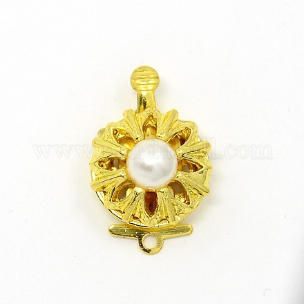 Golden Metal Alloy with Pearl Jewelry Box Clasps X-J09VS011-1