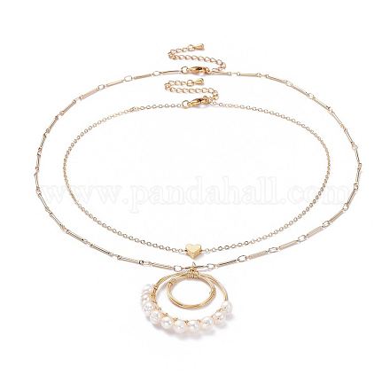Brass Pendant Necklace Sets NJEW-JN02473-02-1