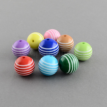 Grosses perles rondes à rayures acryliques SACR-S193-16mm-1