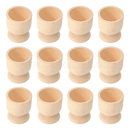 OLYCRAFT 12pcs 2 Inch Wooden Egg Cup Unfinished Wooden Egg Stands Wooden Egg Cup Holders Wood Egg Rack for DIY Wooden Craft Easter Birthday Party Supplies DIY-OC0008-23-1