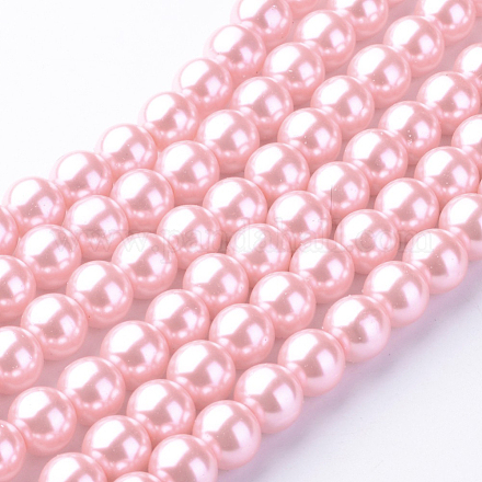 Cottura dipinto di perle di vetro perlato fili di perline rotondo X-HY-Q003-10mm-53-1
