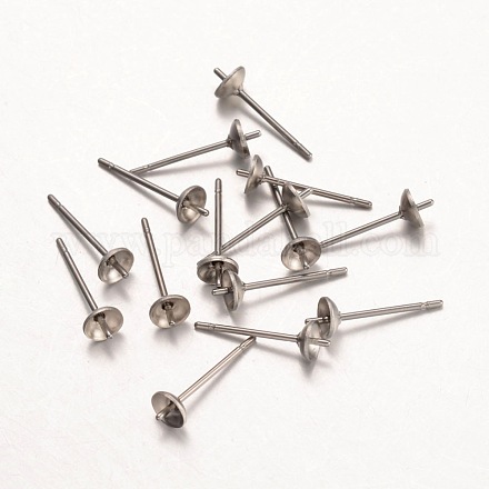 316L Surgical Stainless Steel Stud Earring Settings STAS-K098-05-4mm-P-1