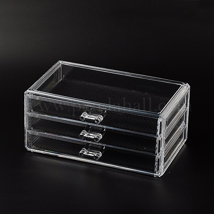 3 compartiments boîtes de rangement de bijoux en plastique OBOX-O002-05-1
