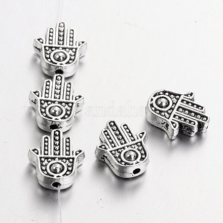 Aleación de estilo tibetano hamsa mano / mano de fatima / mano de miriam beads X-TIBEB-7722-AS-RS-1