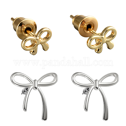 2 Paar Ohrstecker aus Messing in 2 Farben EJEW-GO0007-003-1