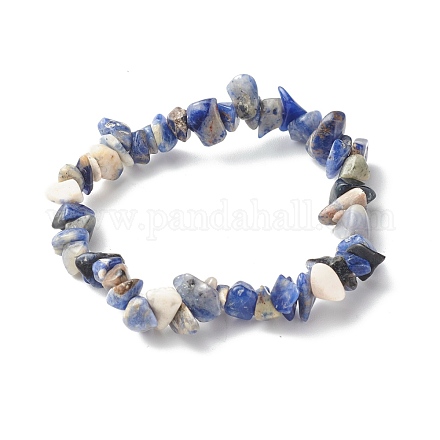 Bracelets extensibles en perles de sodalite naturelles pour enfants BJEW-JB06388-03-1