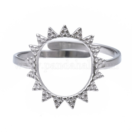 304 Stainless Steel Sun Open Cuff Ring RJEW-T023-84P-1