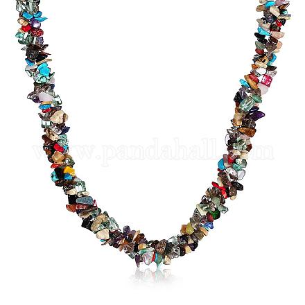 Vintage Colorful Gemstone Chips Beaded Necklaces NJEW-BB16531-C-1