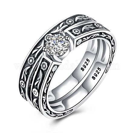 Anillos de dedo de plata 925 esterlina tailandesa RJEW-BB30834-6-1