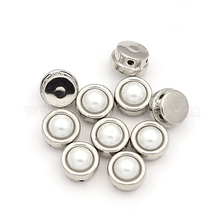 Half Round Silver Plated Imitation Pearl Taiwan Acrylic Beads SA08-4-S-J2-1