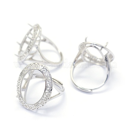 Componentes del anillo de dedo de plata de ley 925 ajustables STER-E061-04P-1