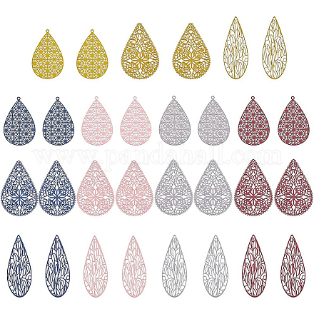 BENECREAT 30Pcs Teardrop Drop Earring Making Charms Spray Painted Pendants with Hole 1.4mm STAS-BC0003-45-1